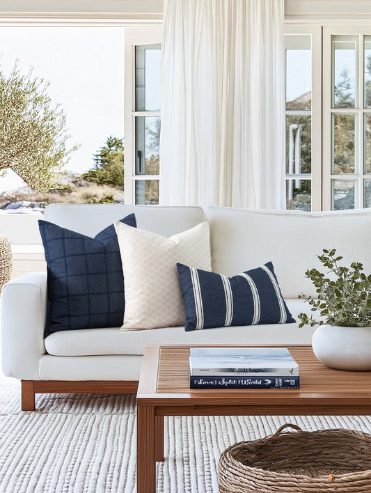 Plaid outdoor pillow