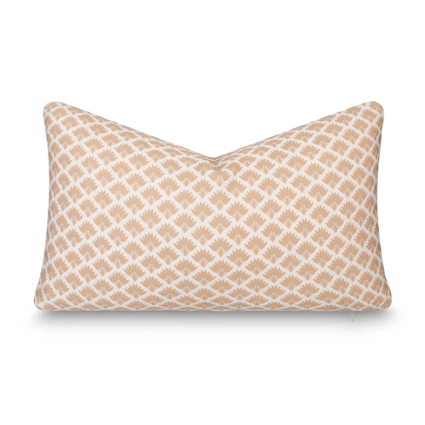 Evora Indoor Outdoor Lumbar Pillow Cover, Ravenala Palm Tree, Ivory Cream Tan, 12"x20"