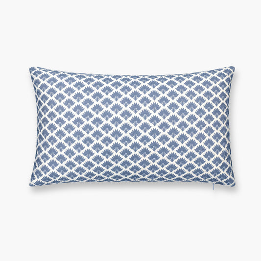 Evora Indoor Outdoor Lumbar Pillow Cover, Ravenala Palm Tree, Azure Blue, 12"x20"