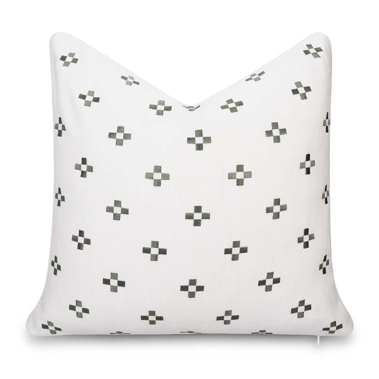 Rowena Indoor Outdoor Throw Pillow Cover, Small Squares, Neutral Green, 20"x20"