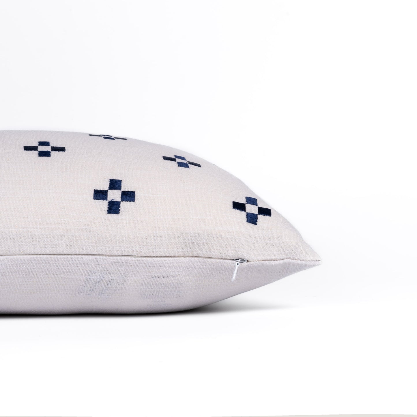 Rowena Indoor Outdoor Throw Pillow Cover, Small Squares, Neutral Navy, 20"x20"