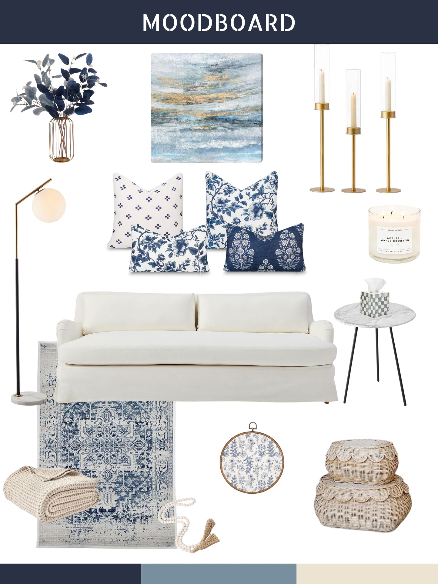 Rowena Indoor Outdoor Throw Pillow Cover, Small Squares, Neutral Navy, 20"x20"