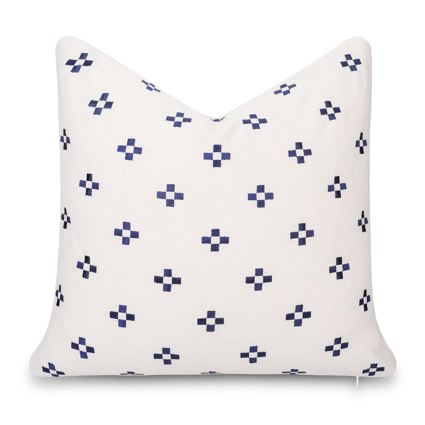 Rowena Indoor Outdoor Throw Pillow Cover, Small Squares, Neutral Navy, 20"x20"