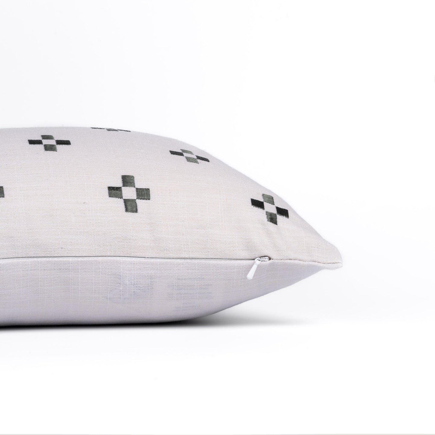 Rowena Indoor Outdoor Lumbar Pillow Cover, Small Squares, Neutral Green, 12"x20"