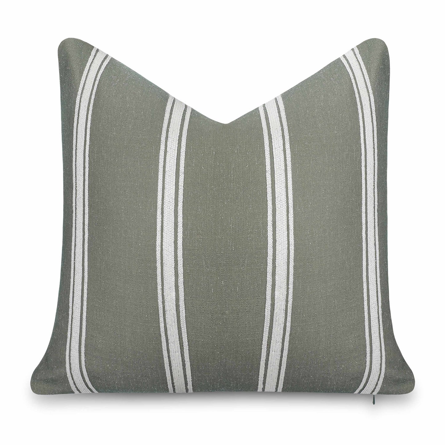 Elowen Indoor Outdoor Throw Pillow Cover, Stripes, Oliver Green White, 20"x20"