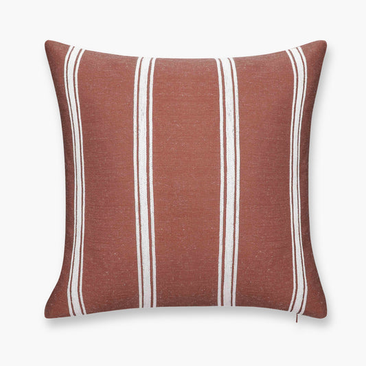 Elowen Indoor Outdoor Throw Pillow Cover, Stripes, Rust Orange White, 20"x20"