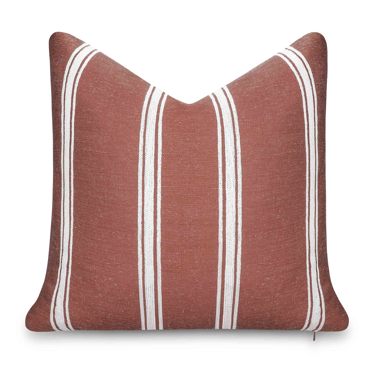 Elowen Indoor Outdoor Throw Pillow Cover, Stripes, Rust Orange White, 20"x20"
