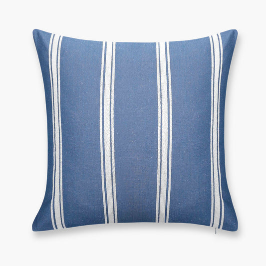 Elowen Indoor Outdoor Throw Pillow Cover, Stripes, Azure Blue White, 20"x20"