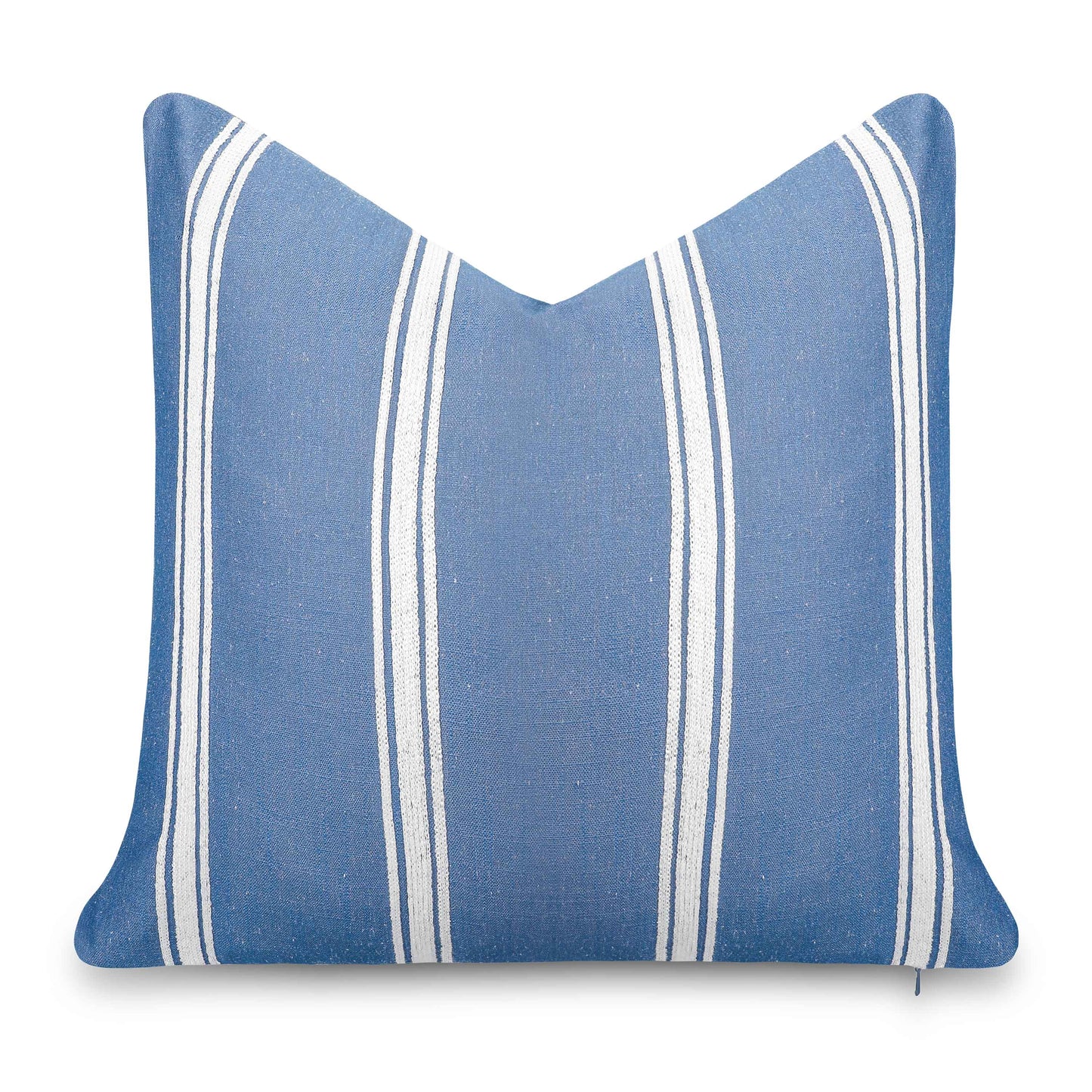 Elowen Indoor Outdoor Throw Pillow Cover, Stripes, Azure Blue White, 20"x20"