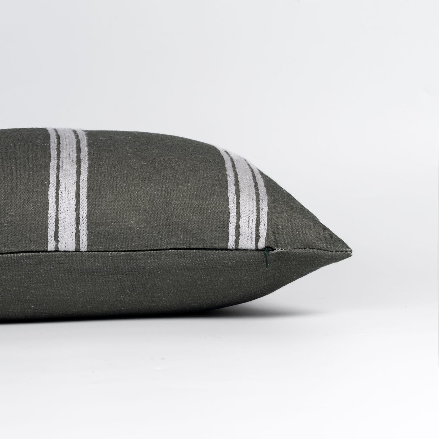 Elowen Indoor Outdoor Lumbar Pillow Cover, Stripes, Oliver Green White, 12"x20"