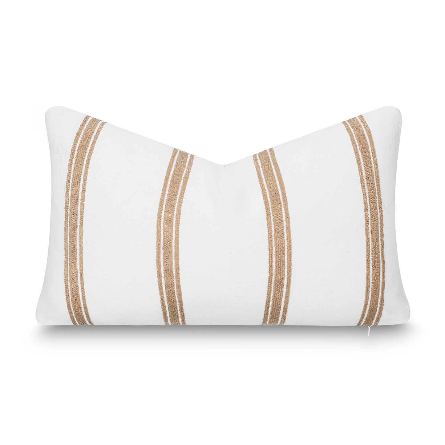 Elowen Indoor Outdoor Lumbar Pillow Cover, Stripes, Neutral Ivory Cream, 12"x20"
