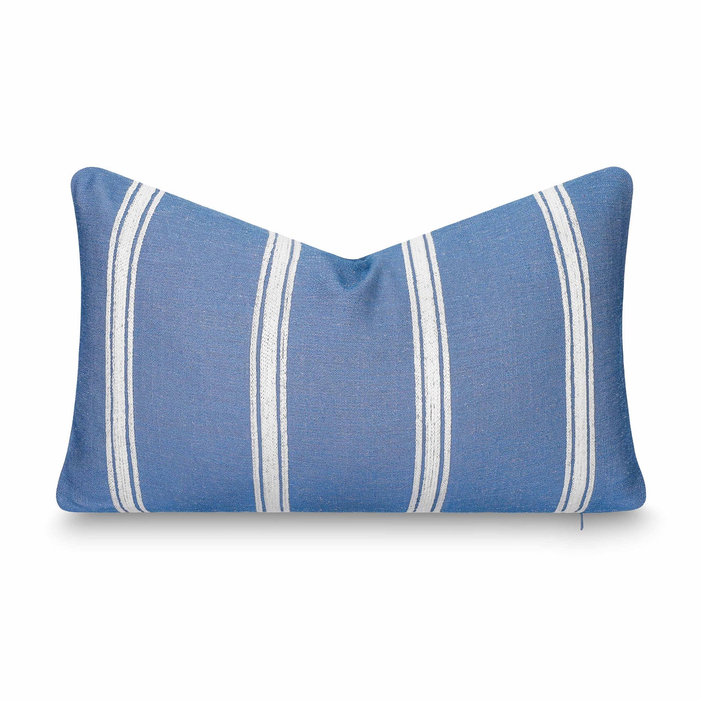 Elowen Indoor Outdoor Lumbar Pillow Cover, Stripes, Azure Blue White, 12"x20"