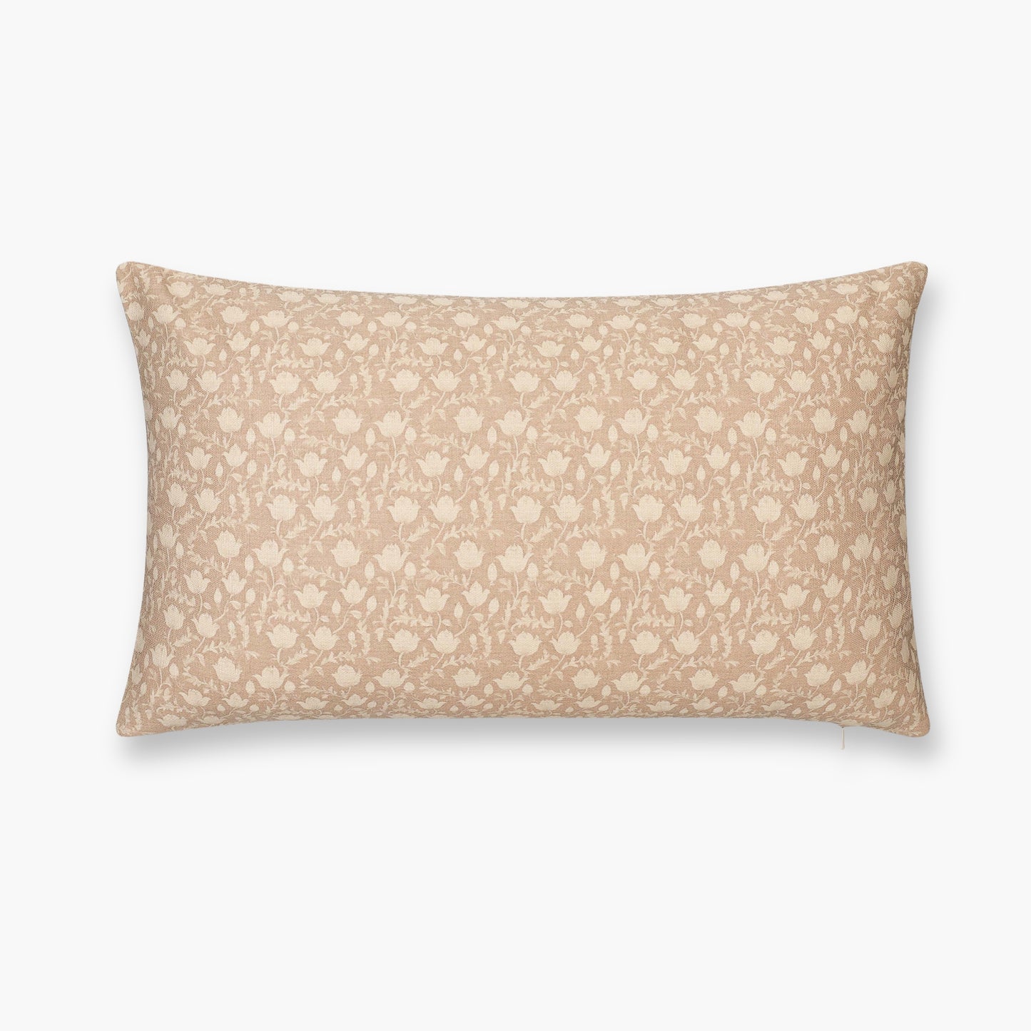 Alessia Indoor Outdoor Lumbar Pillow Cover, Botanical Flowers and Leaves, Ivory Cream Tan, 12"x20"