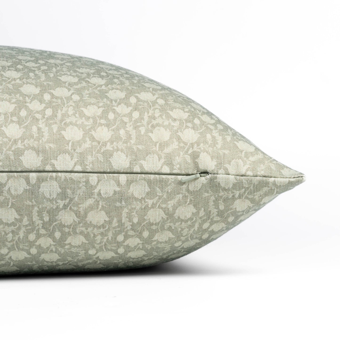 Alessia Indoor Outdoor Lumbar Pillow Cover, Botanical Flowers and Leaves, Light Green, 12"x20"