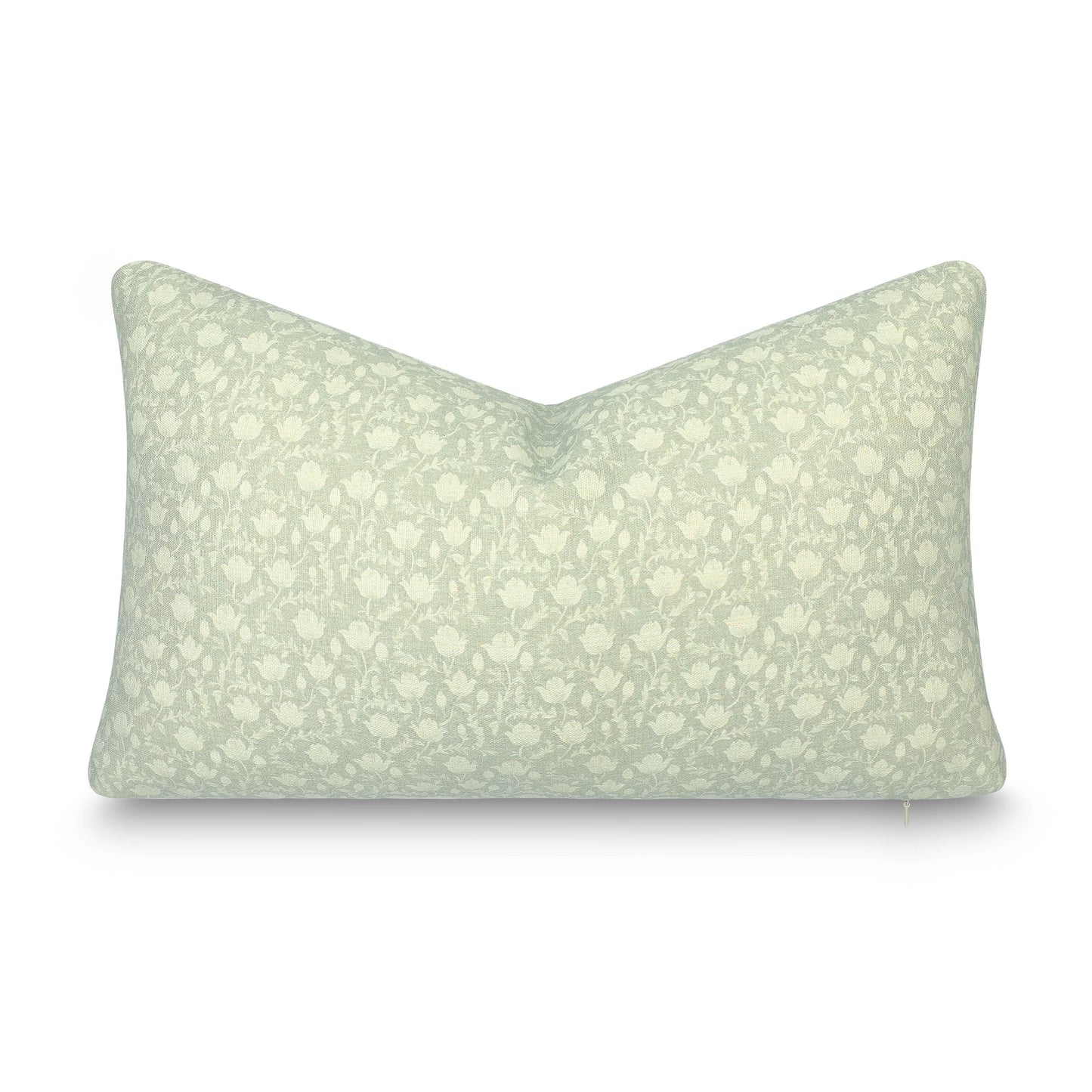 Alessia Indoor Outdoor Lumbar Pillow Cover, Botanical Flowers and Leaves, Light Green, 12"x20"
