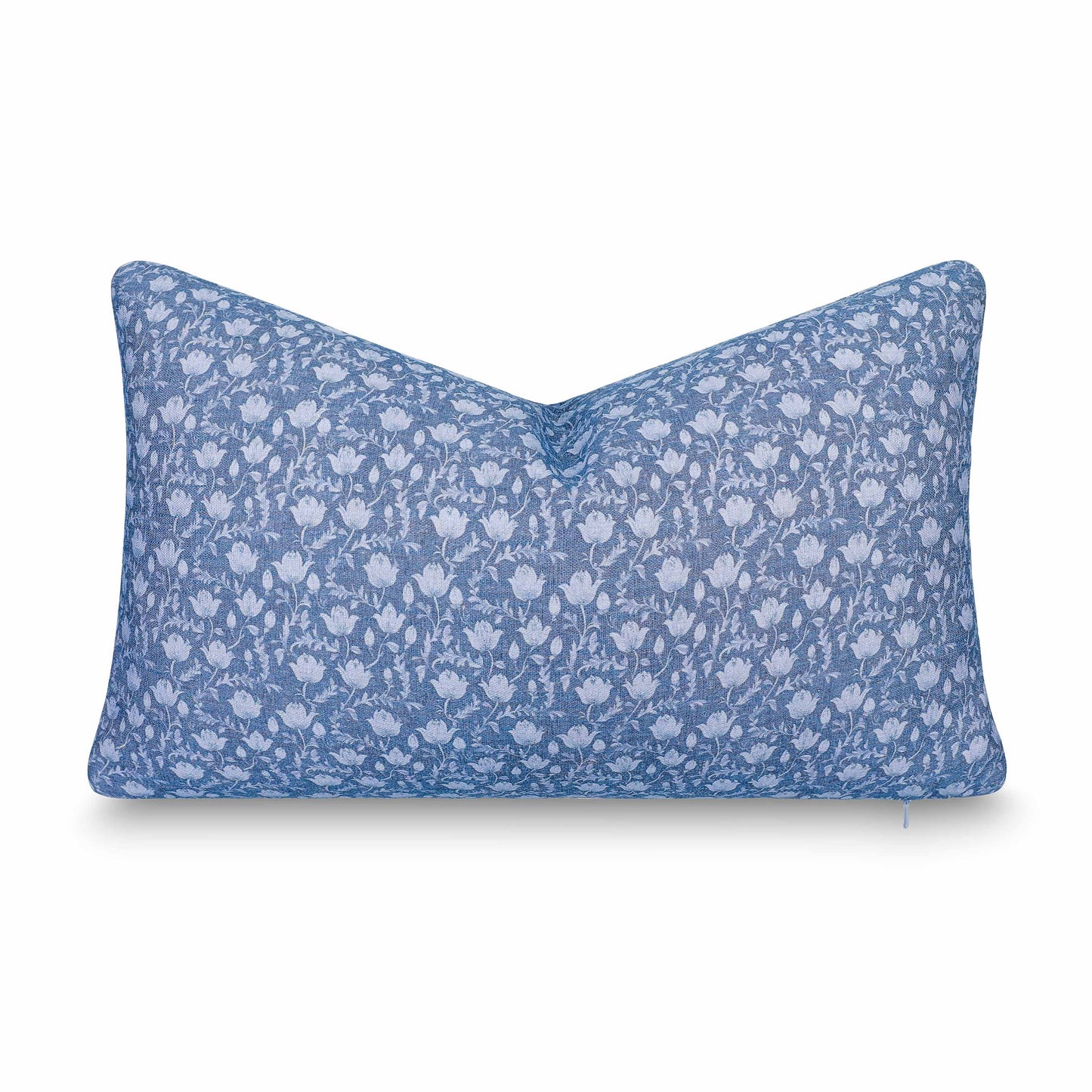 Alessia Indoor Outdoor Lumbar Pillow Cover, Botanical Flowers and Leaves, Azure Blue, 12"x20"