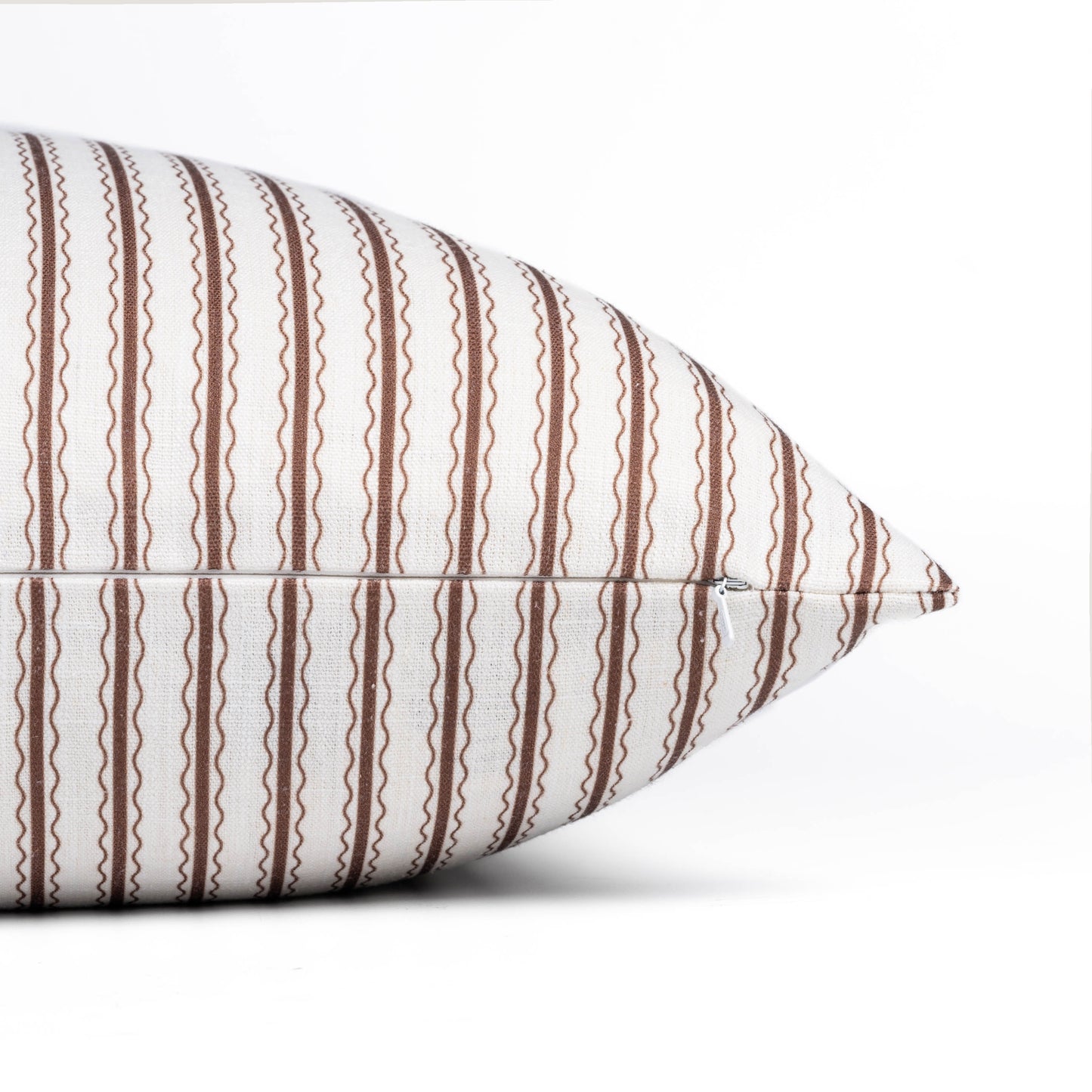 Liora Indoor Outdoor Throw Pillow Cover, Wave Stripes, Cocoa Brown, 22"x22"