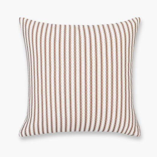 Liora Indoor Outdoor Throw Pillow Cover, Wave Stripes, Cocoa Brown, 22"x22"