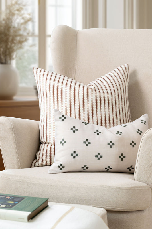 Liora Indoor Outdoor Throw Pillow Cover, Wave Stripes, Cocoa Brown, 22"x22"