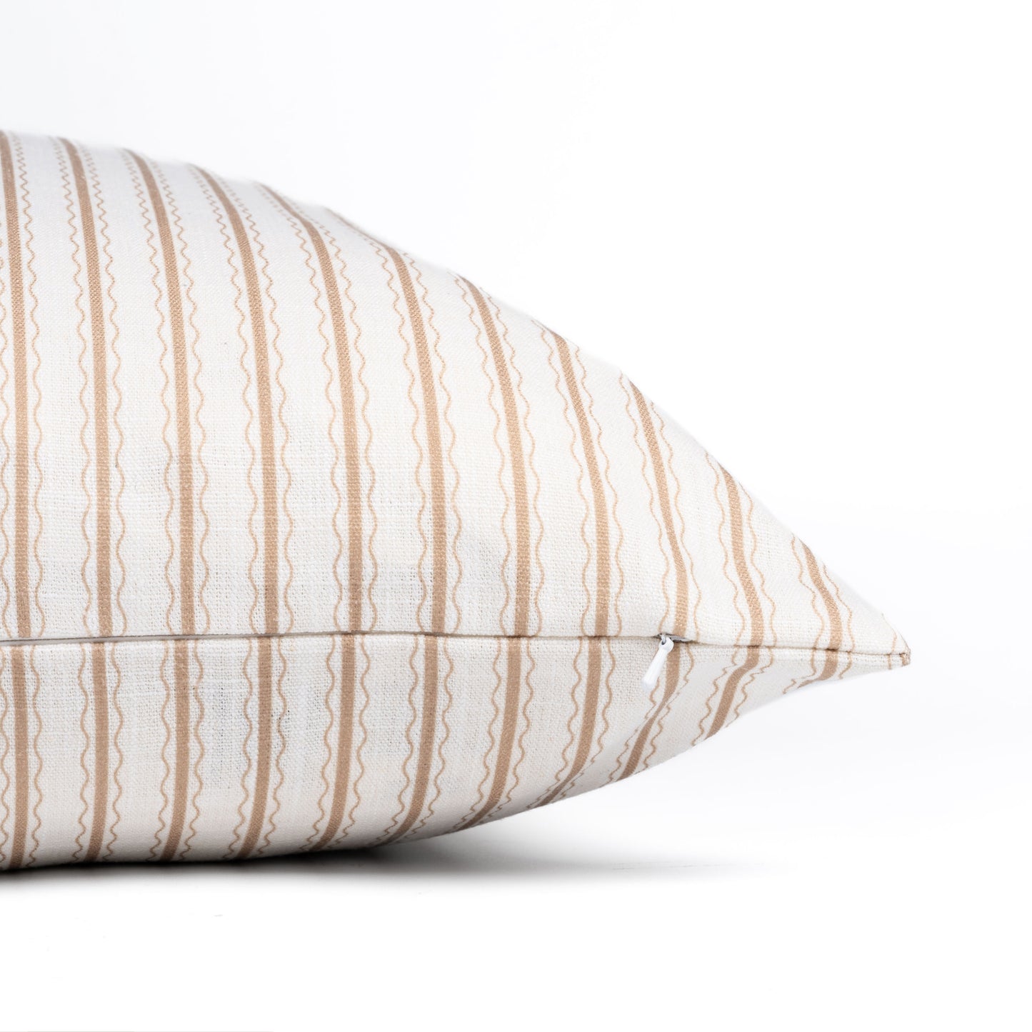 Liora Indoor Outdoor Throw Pillow Cover, Wave Stripes, Ivory Cream Tan, 22"x22"