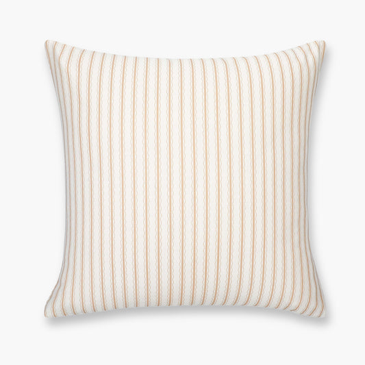 Liora Indoor Outdoor Throw Pillow Cover, Wave Stripes, Ivory Cream Tan, 22"x22"