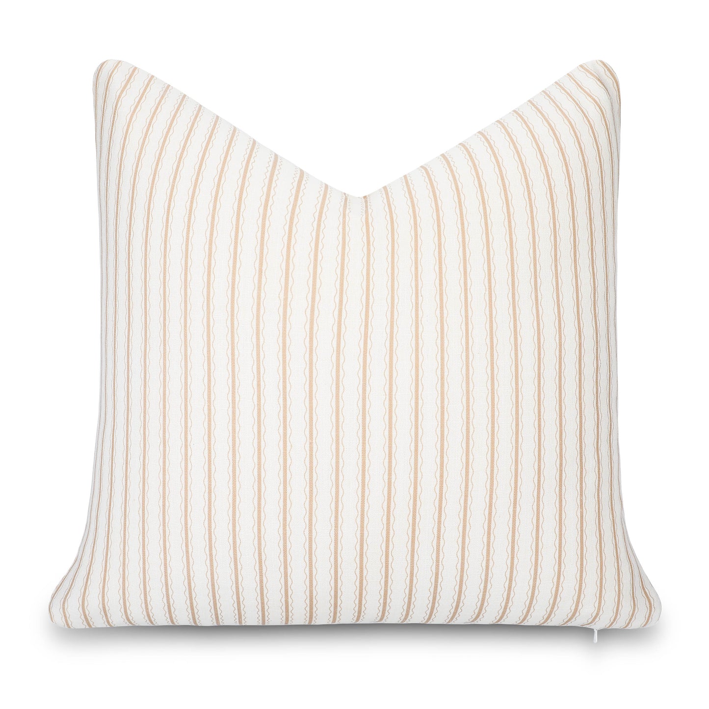 Liora Indoor Outdoor Throw Pillow Cover, Wave Stripes, Ivory Cream Tan, 22"x22"