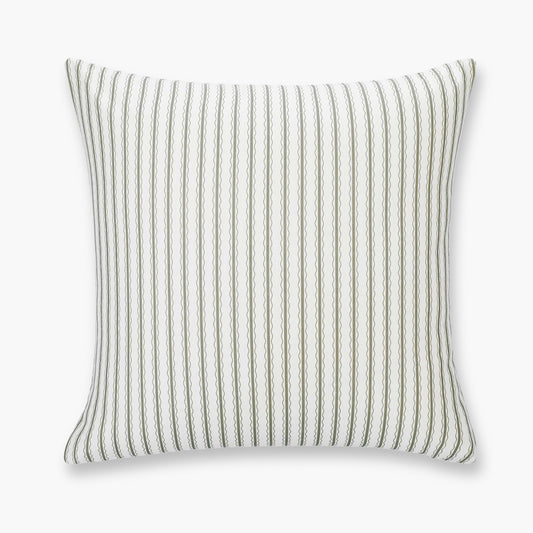 Liora Indoor Outdoor Throw Pillow Cover, Wave Stripes, Oliver Green, 22"x22"