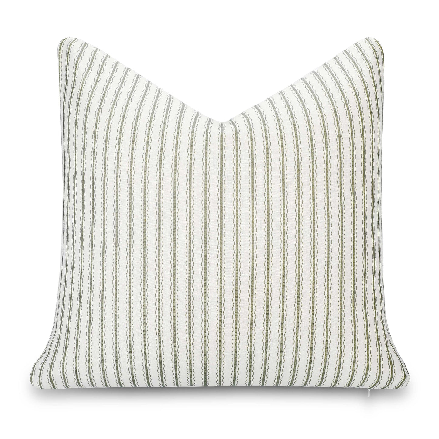 Liora Indoor Outdoor Throw Pillow Cover, Wave Stripes, Oliver Green, 22"x22"