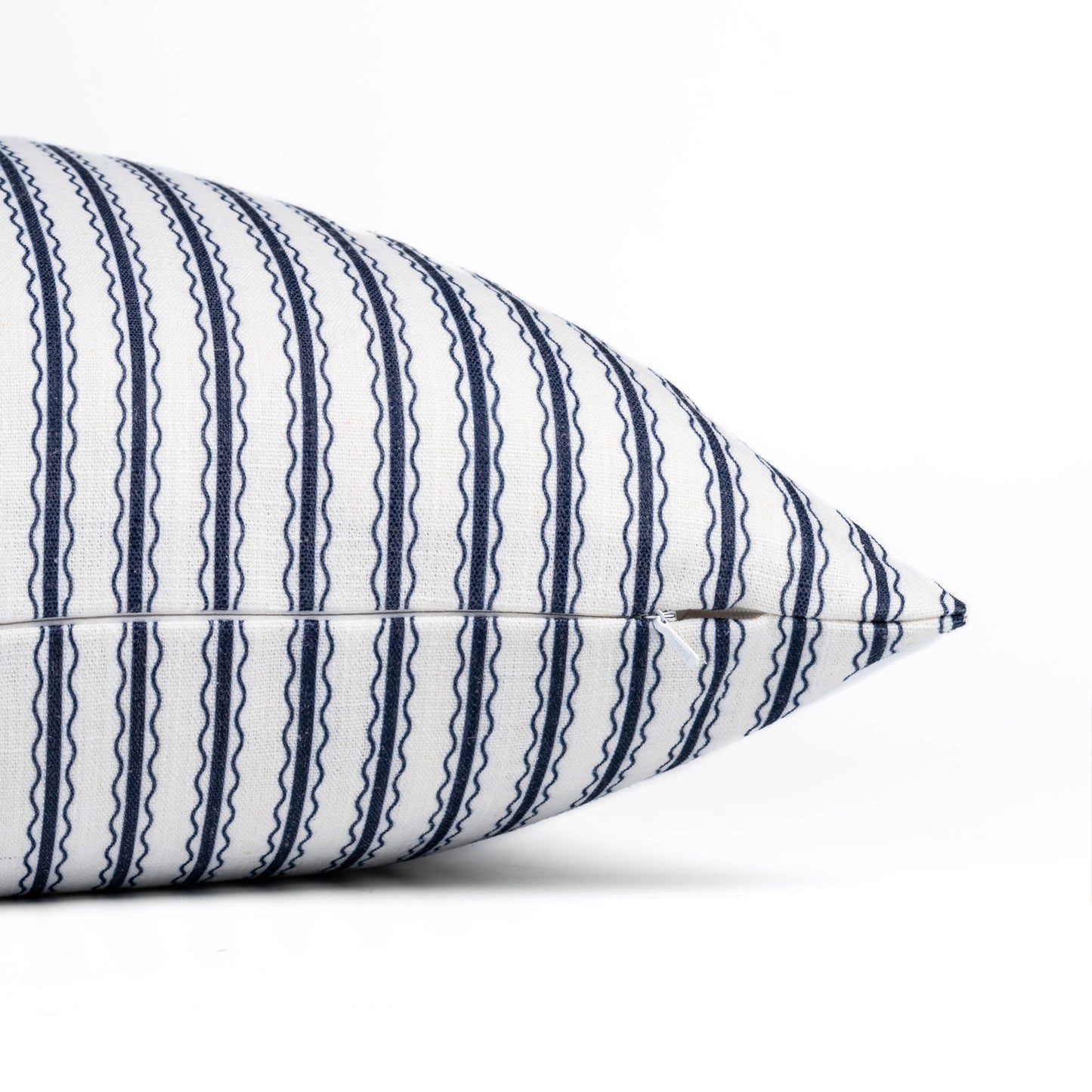 Liora Indoor Outdoor Throw Pillow Cover, Wave Stripes, Dark Navy, 22"x22"