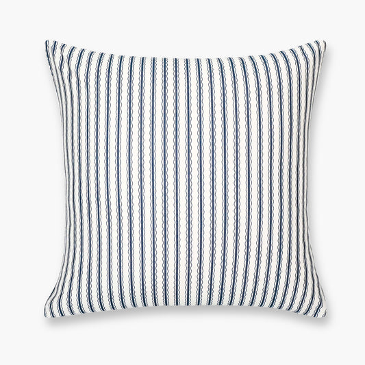 Liora Indoor Outdoor Throw Pillow Cover, Wave Stripes, Dark Navy, 22"x22"