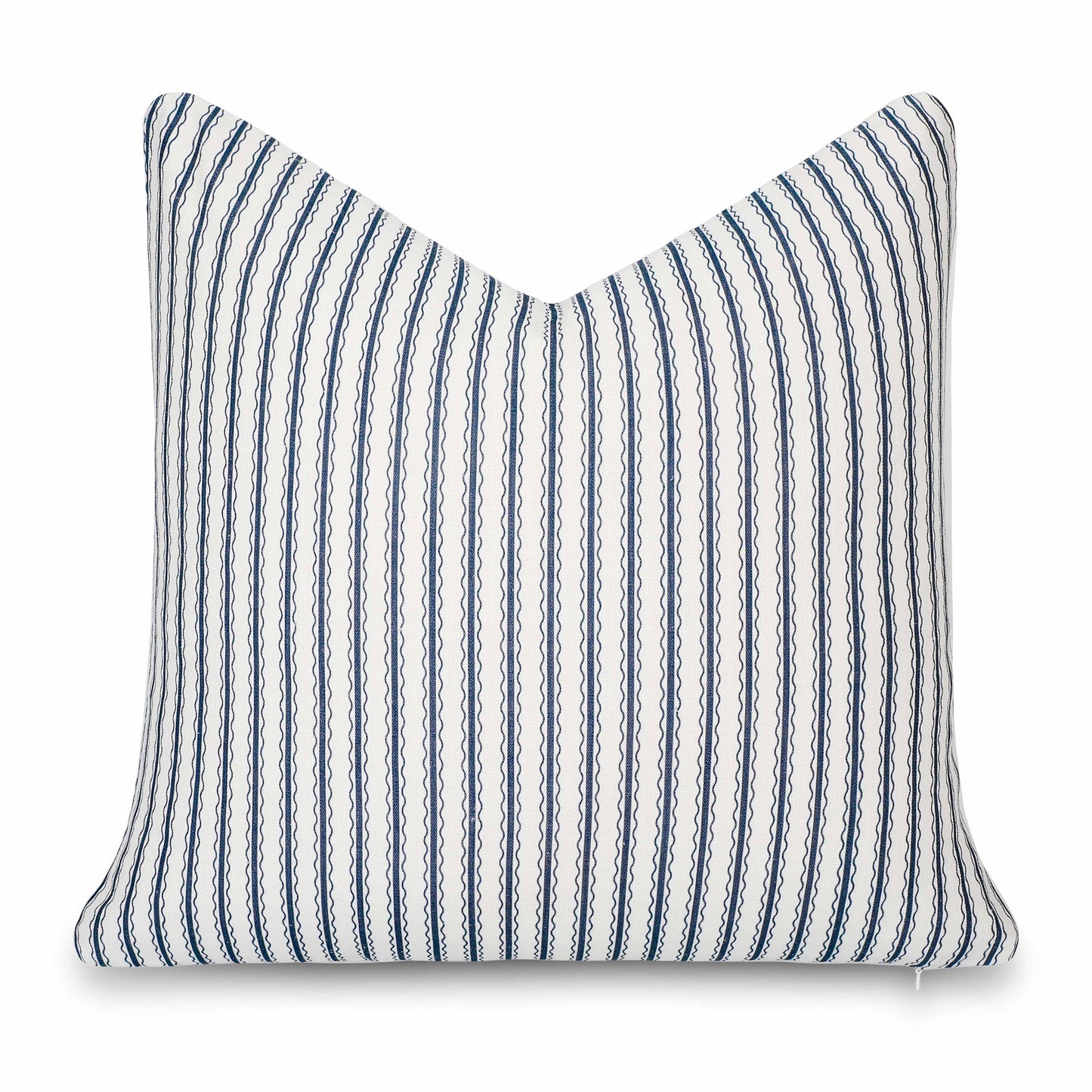 Liora Indoor Outdoor Throw Pillow Cover, Wave Stripes, Dark Navy, 22"x22"