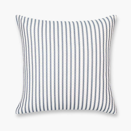 Liora Indoor Outdoor Throw Pillow Cover, Wave Stripes, Azure Blue, 22"x22"