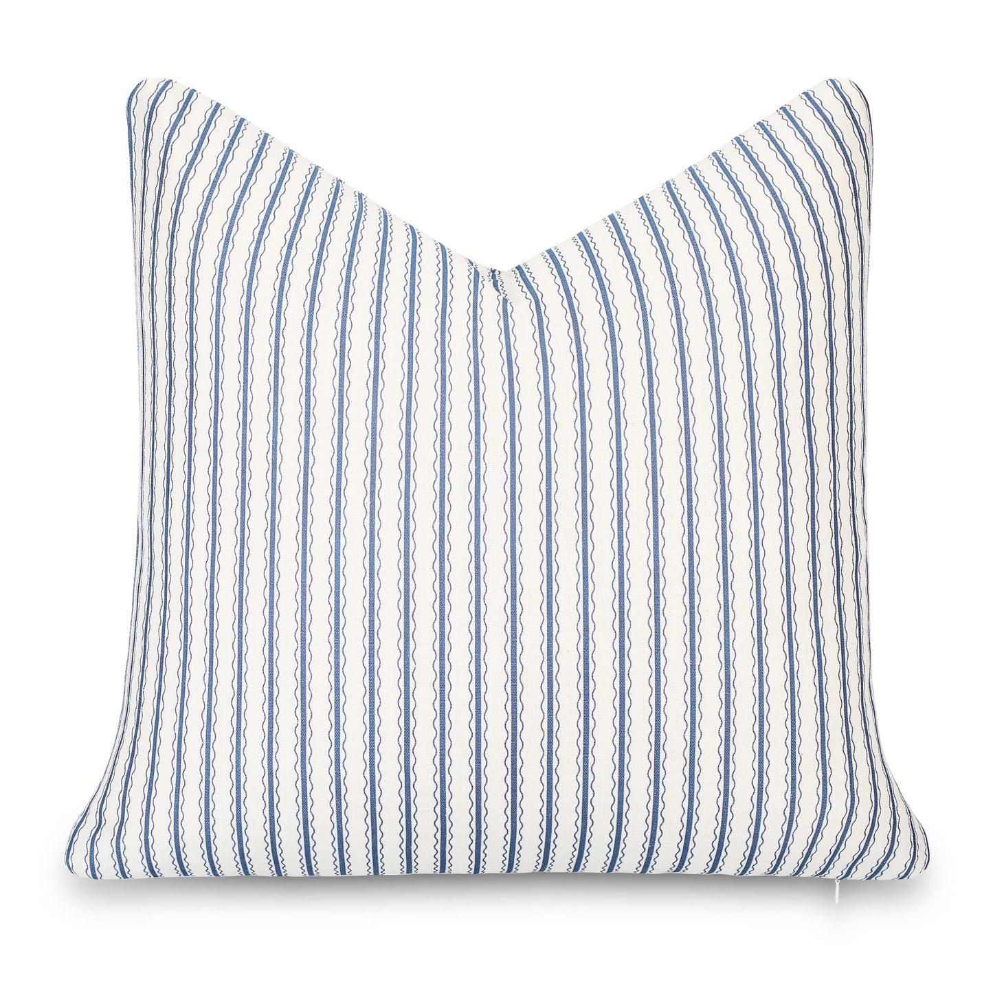 Liora Indoor Outdoor Throw Pillow Cover, Wave Stripes, Azure Blue, 22"x22"