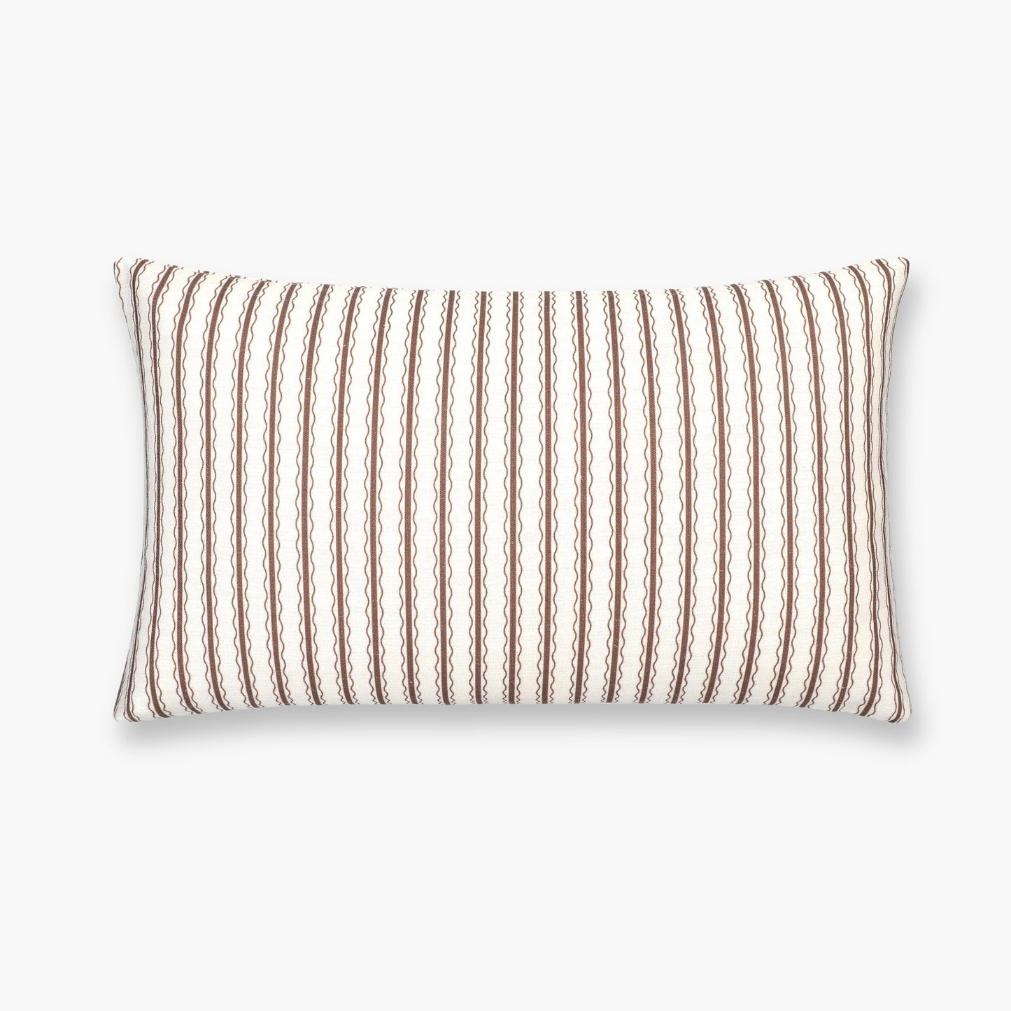 Liora Indoor Outdoor Lumbar Pillow Cover, Wave Stripes, Cocoa Brown, 12"x20"
