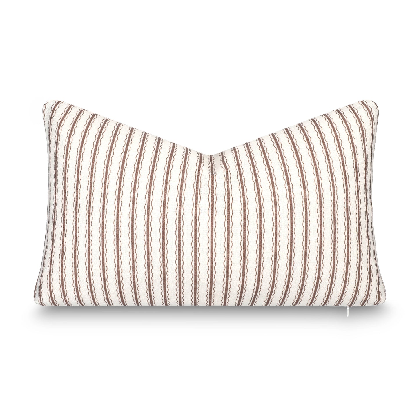 Liora Indoor Outdoor Lumbar Pillow Cover, Wave Stripes, Cocoa Brown, 12"x20"