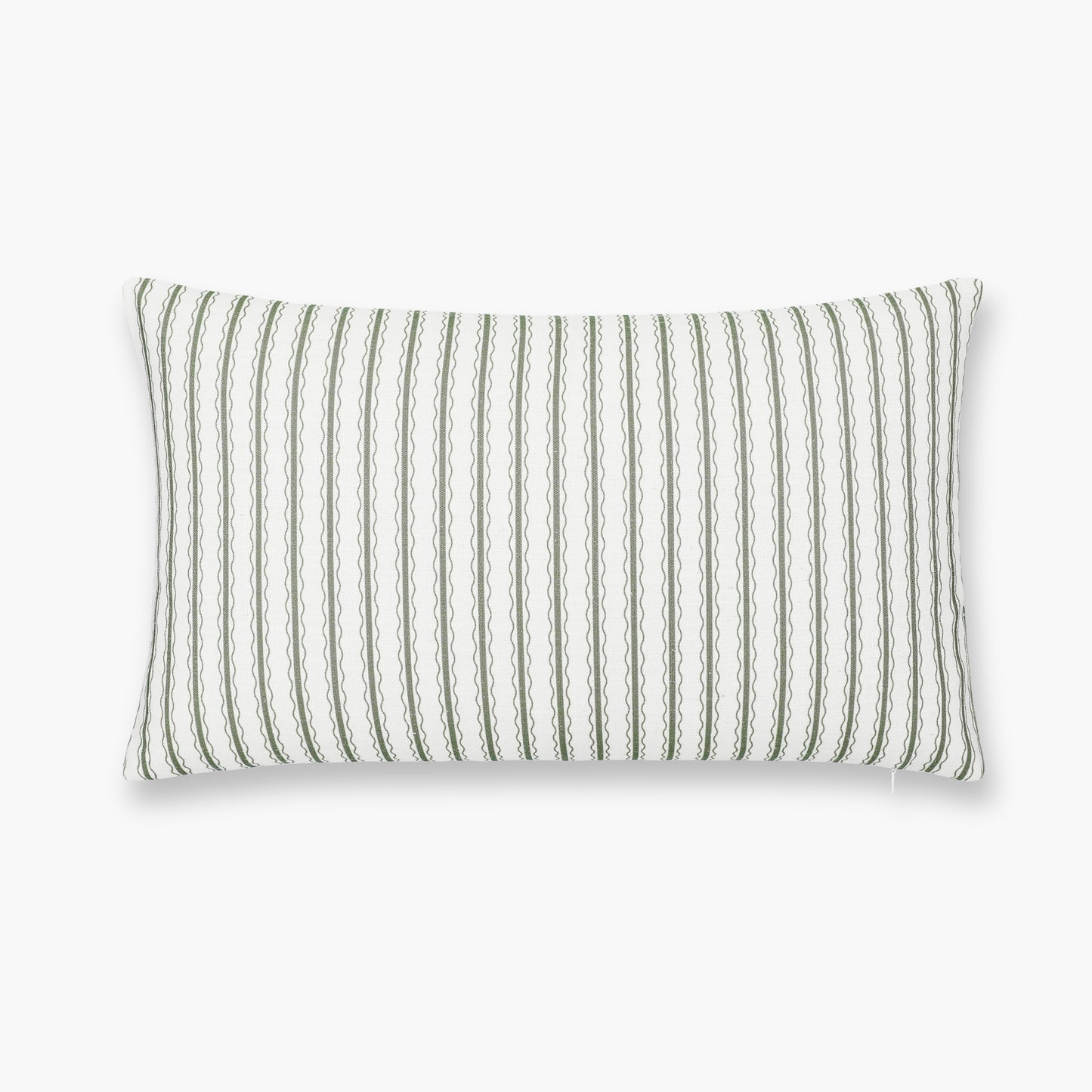Liora Indoor Outdoor Lumbar Pillow Cover, Wave Stripes, Oliver Green, 12"x20"