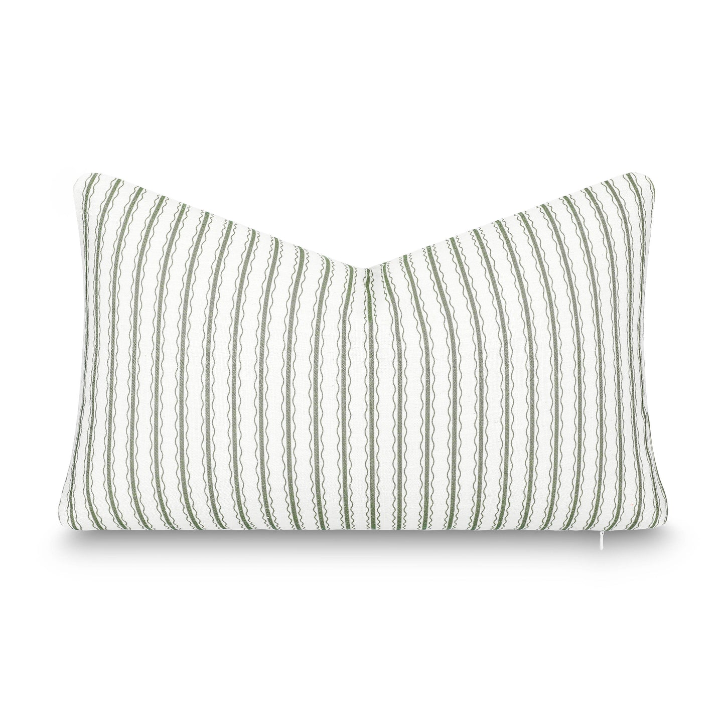 Liora Indoor Outdoor Lumbar Pillow Cover, Wave Stripes, Oliver Green, 12"x20"