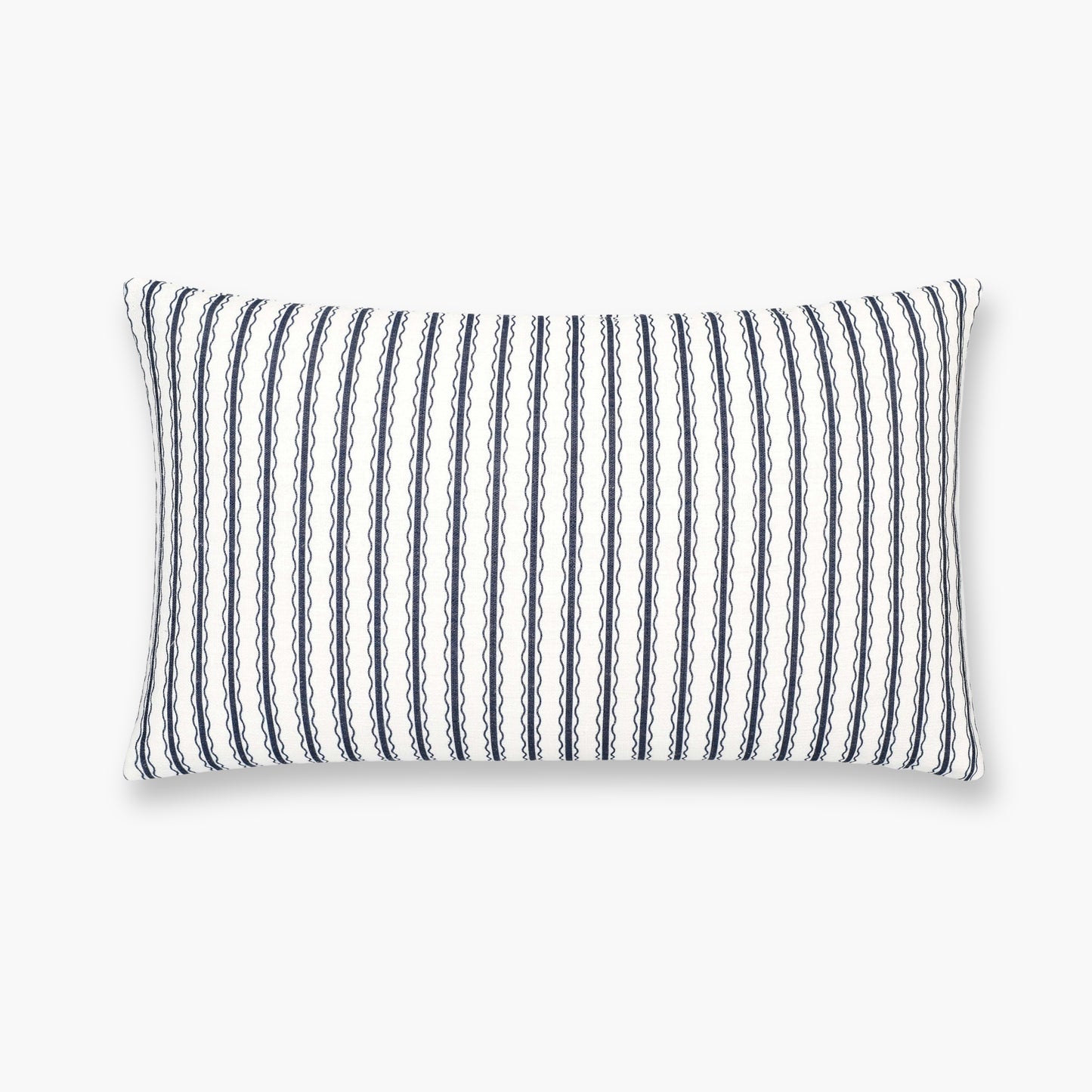 Liora Indoor Outdoor Lumbar Pillow Cover, Wave Stripes, Dark Navy, 12"x20"