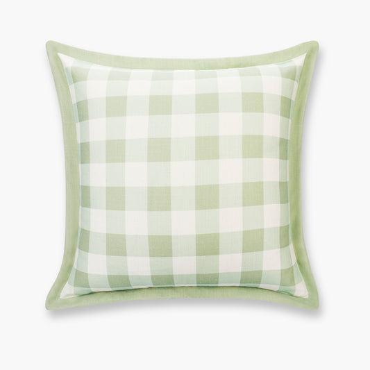 Sophie Indoor Outdoor Throw Pillow Cover, Gingham, Light Green, 22"x22"