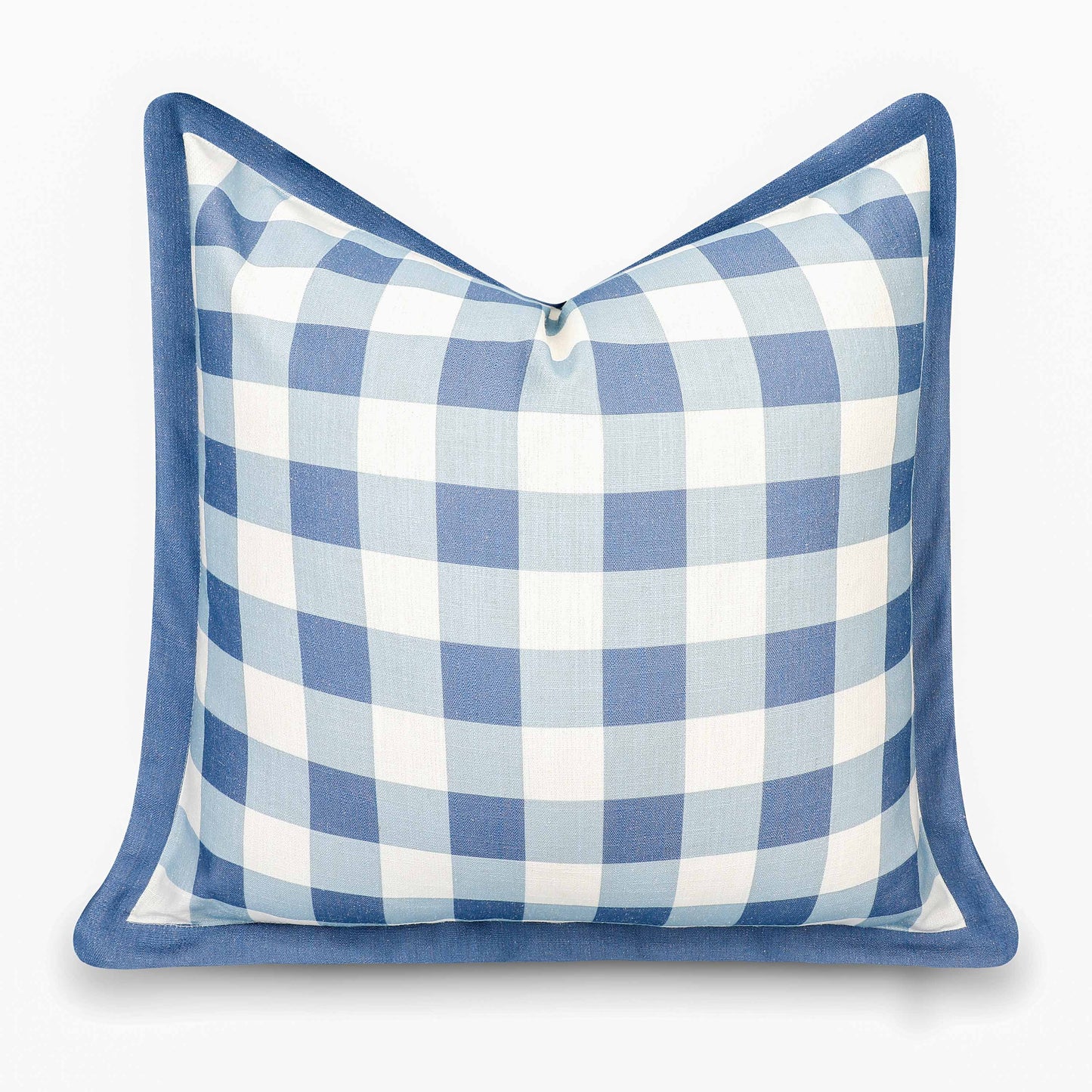 Sophie Indoor Outdoor Throw Pillow Cover, Gingham, Azure Blue, 22"x22"