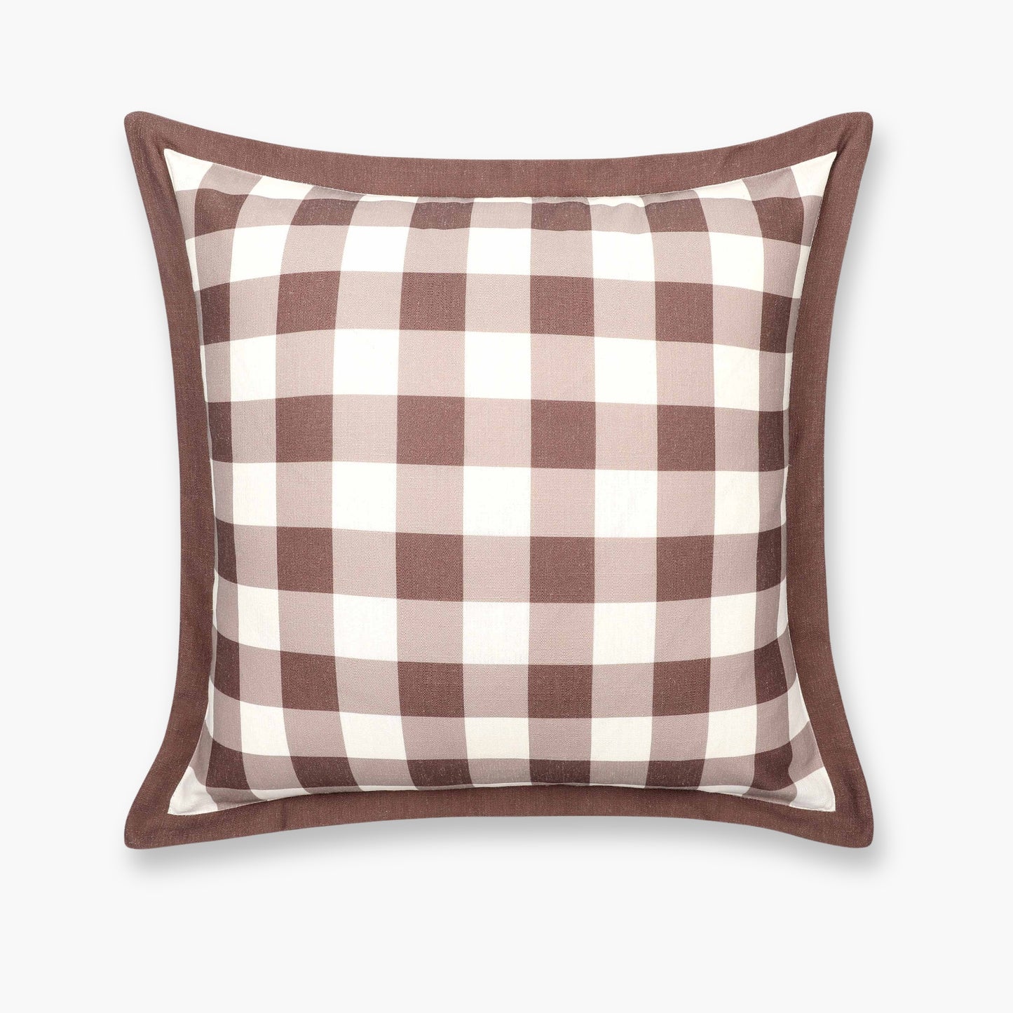 Sophie Indoor Outdoor Throw Pillow Cover, Gingham, Cocoa Brown, 22"x22"