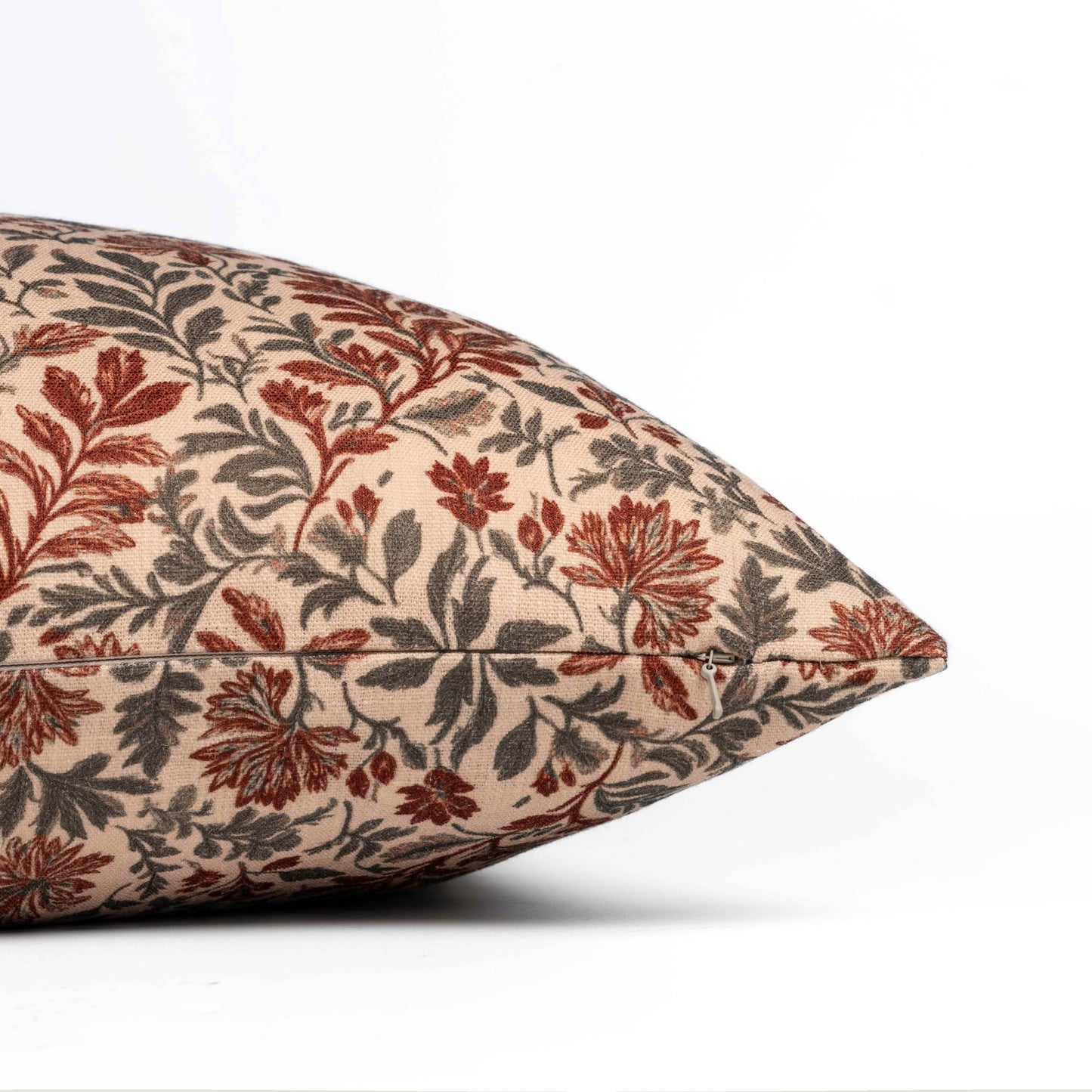 Auvin Indoor Outdoor Throw Pillow Cover, Sketch Botanical Flowers and Leaves, Rust Orange, 20"x20"