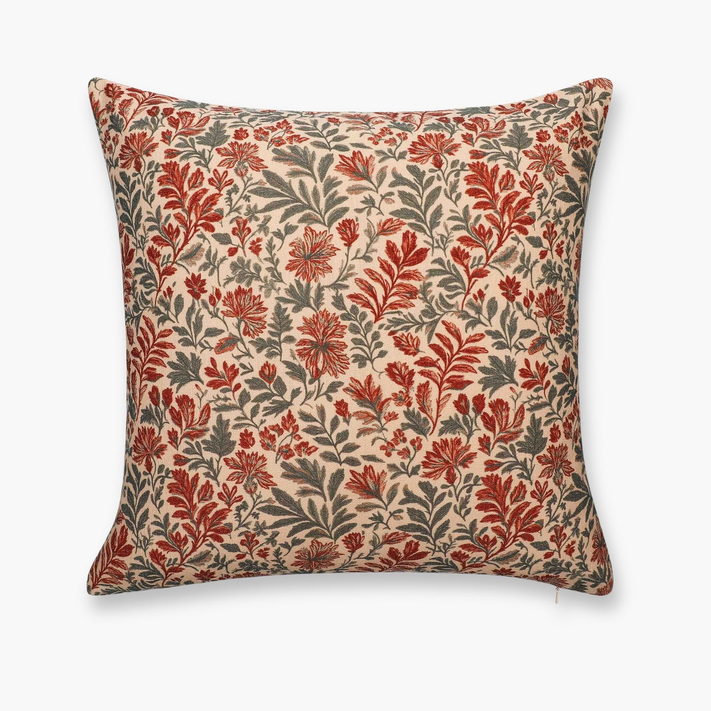 Auvin Indoor Outdoor Throw Pillow Cover, Sketch Botanical Flowers and Leaves, Rust Orange, 20"x20"