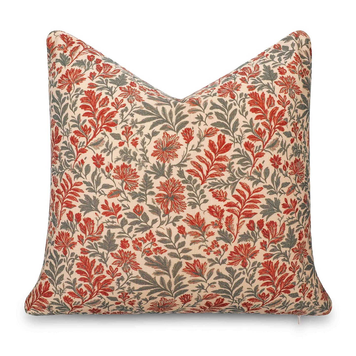 Auvin Indoor Outdoor Throw Pillow Cover, Sketch Botanical Flowers and Leaves, Rust Orange, 20"x20"