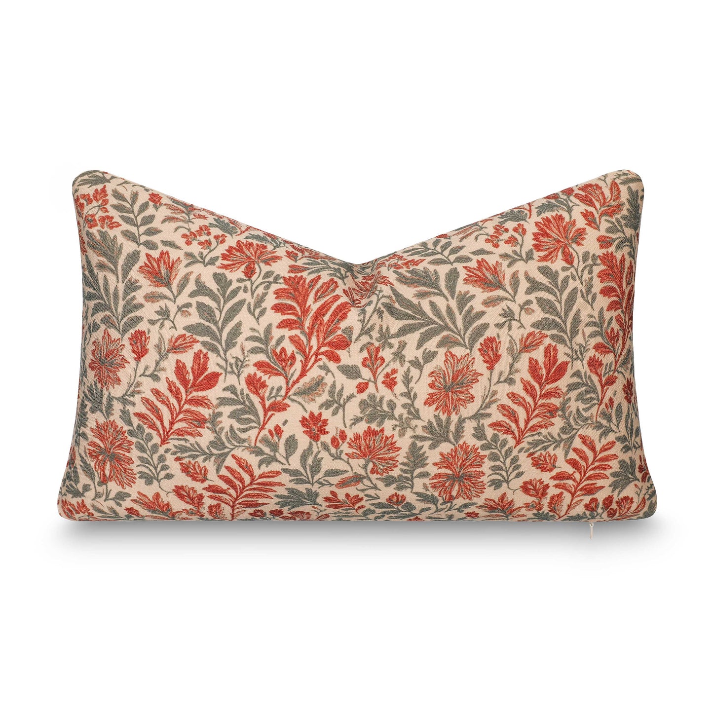 Auvin Indoor Outdoor Lumbar Pillow Cover, Sketch Botanical Flowers and Leaves, Rust Orange, 12"x20"