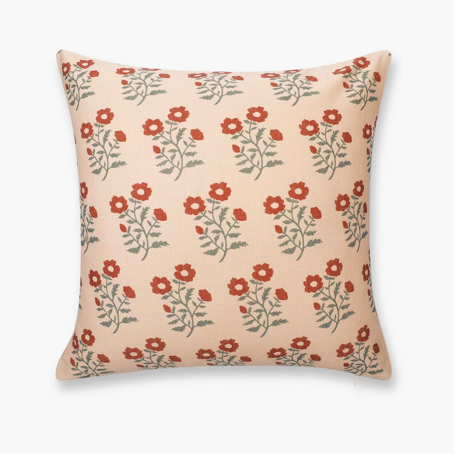Virel Indoor Outdoor Throw Pillow Cover, Block Painting Flowers, Rust Orange Green, 20"x20"