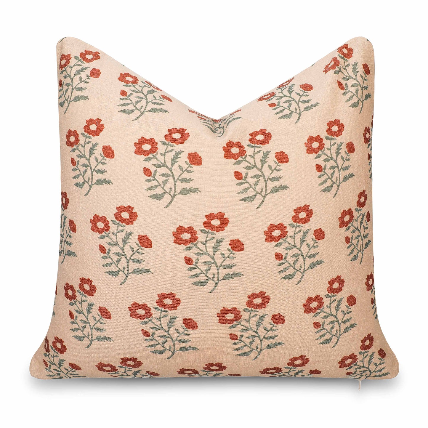 Virel Indoor Outdoor Throw Pillow Cover, Block Painting Flowers, Rust Orange Green, 20"x20"