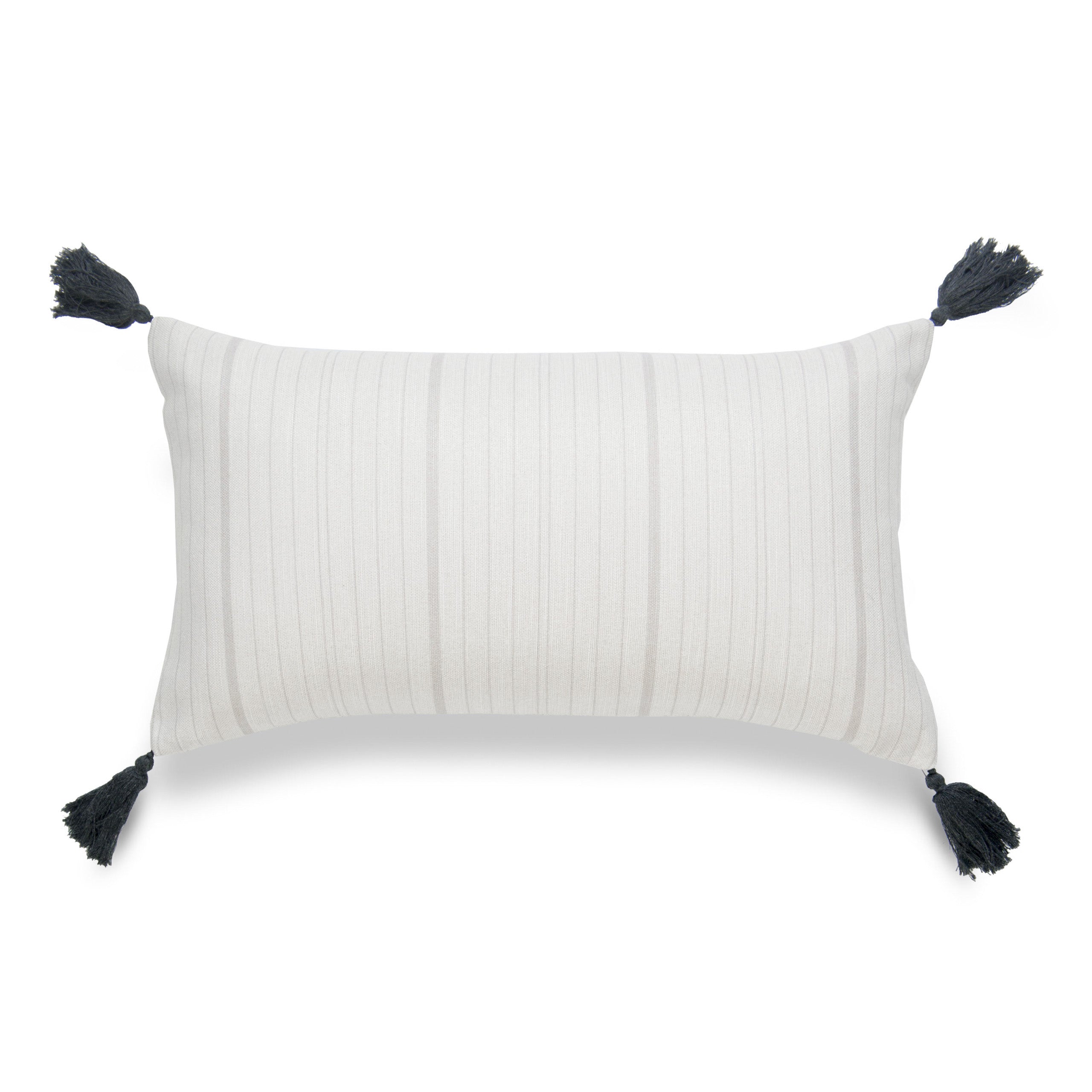 Coastal Decorative Pillows, Stripe Tassel, Sky Blue | Crumbs Home