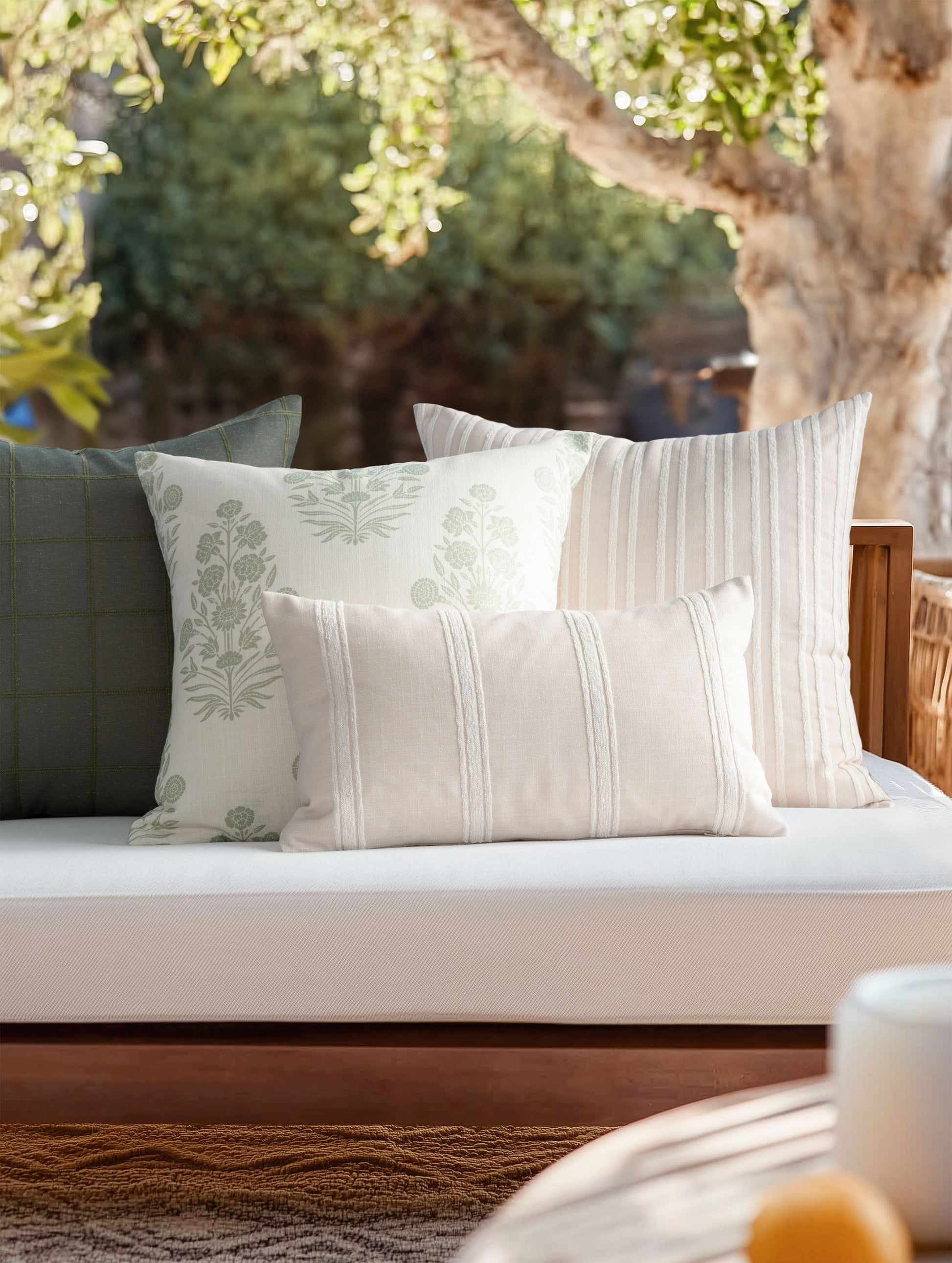 Embroidered outdoor pillows