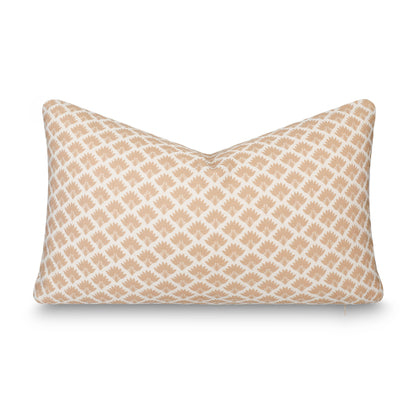 Evora Indoor Outdoor Lumbar Pillow Cover, Ravenala Palm Tree, Ivory Cream Tan, 12"x20"
